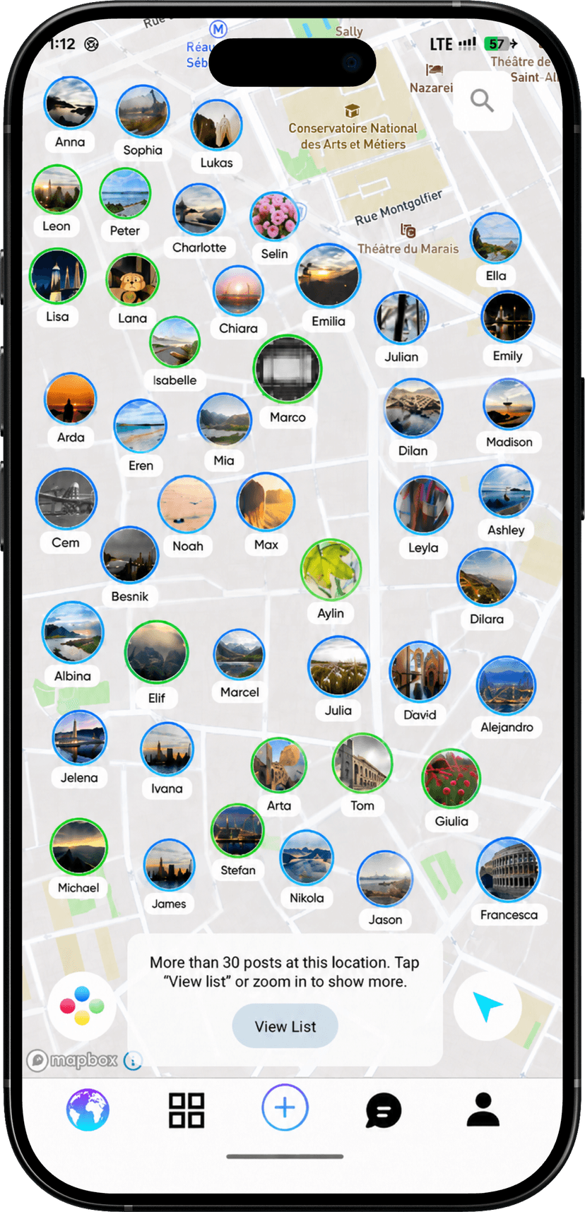 Loci App auf dem Smartphone — Kartenansicht
